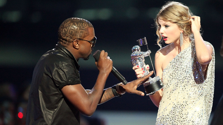 Taylor Swift on stage with Kanye West