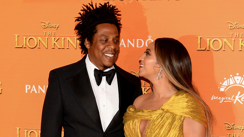 Beyoncé and Jay-Z gazing at each other on red carpet