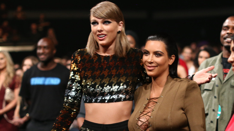 Taylor Swift and Kim Kardashian at the 2015 VMAs