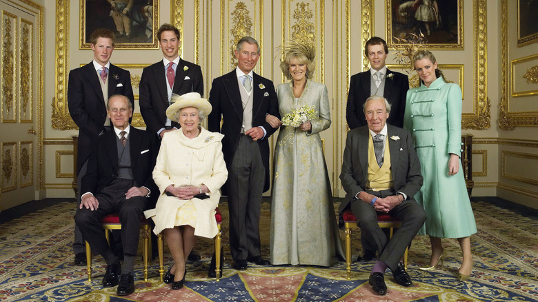 Members of the Royal Family at Prince Charles and Camilla Parker Bowles' wedding