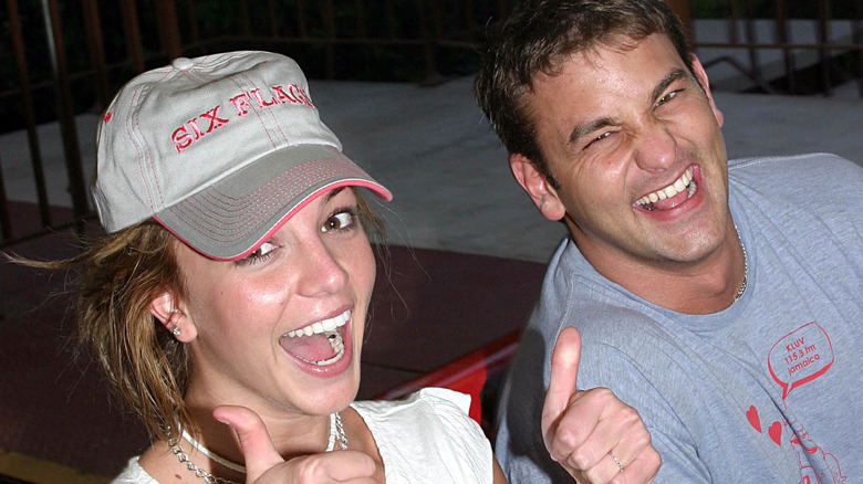 Britney Spears and Bryan Spears laughing