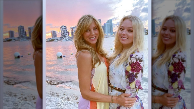 Marla Maples poses with Tiffany Trump at a beach in Miami