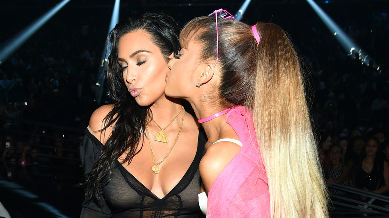 Ariana Grande kissing Kim Kardashian