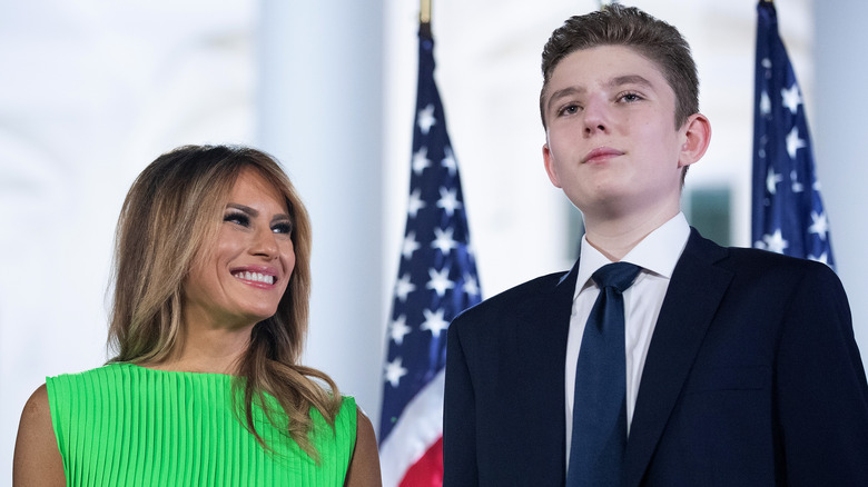 Melania Trump and Barron Trump at the White House