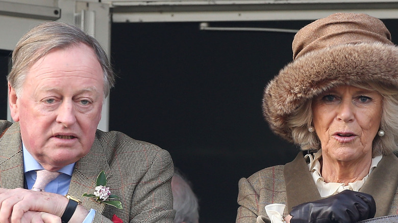 Andrew Parker Bowles and Queen Camilla speaking in close-up