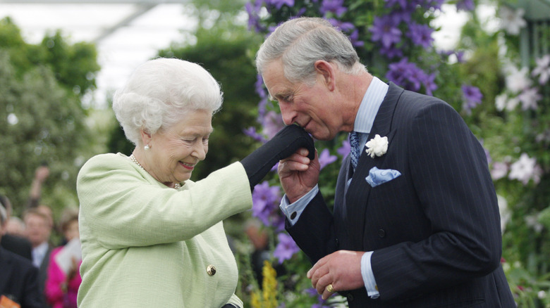 Queen Elizabeth II and Prince Charles at the Royal Horticultural Society's Victoria Medal of Honour ceremony in 2009