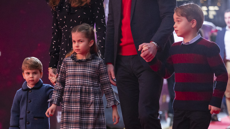 Prince Louis, Princess Charlotte, Prince George walking