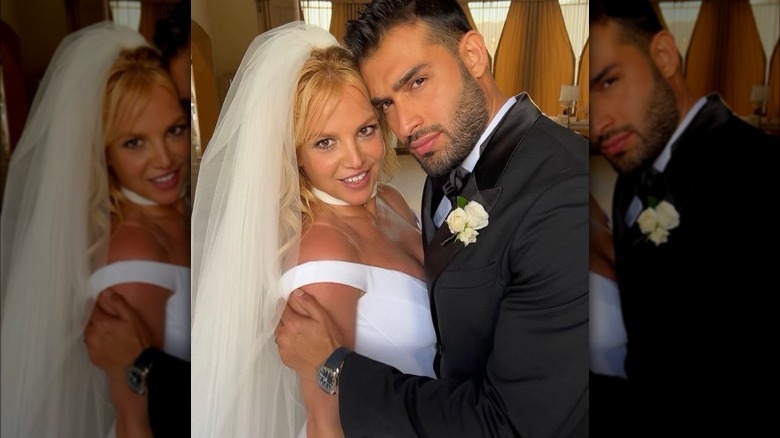 Britney Spears and Sam Asghari posing for selfie