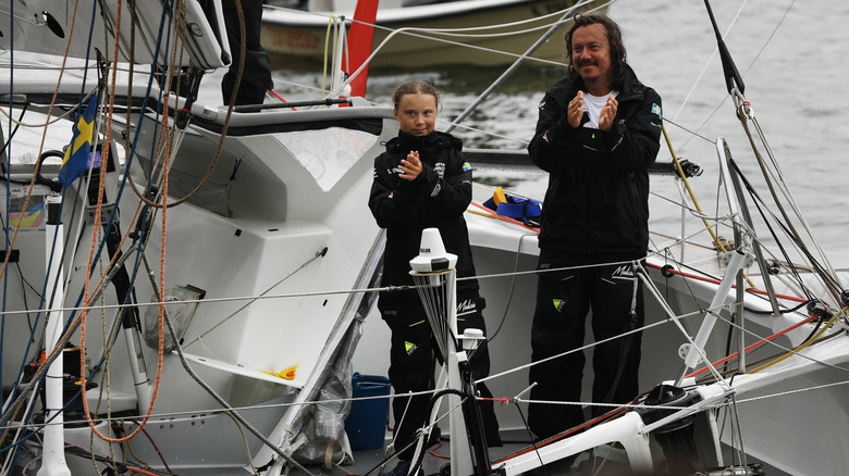 Greta and Svante Thunberg on a yacht.