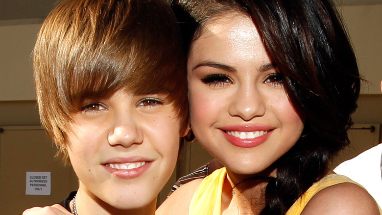 Justin Bieber and Selena Gomez smiling