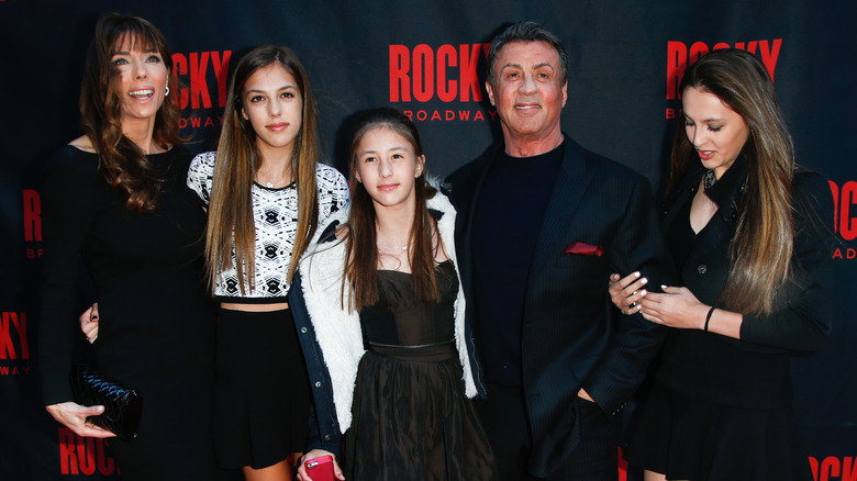 Sylvester Stallone with his wife and daughters