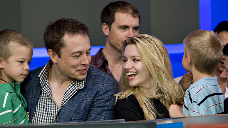 Elon Musk with twin sons and Justine Musk