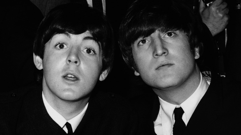 Young Paul McCartney and Young John Lennon