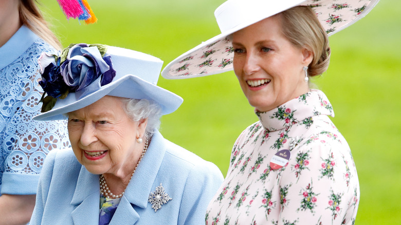 Queen Elizabeth and Sophie Wessex smiling