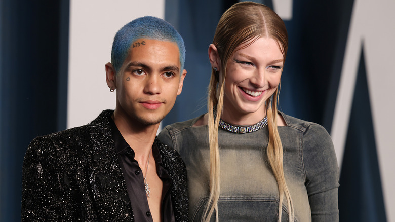 Dominic Fike and Hunter Schafer smiling