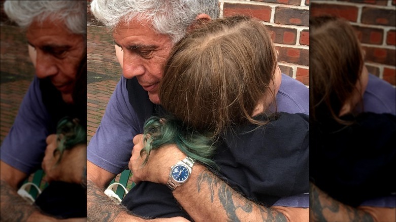 Anthony Bourdain hugging his daughter Ariane