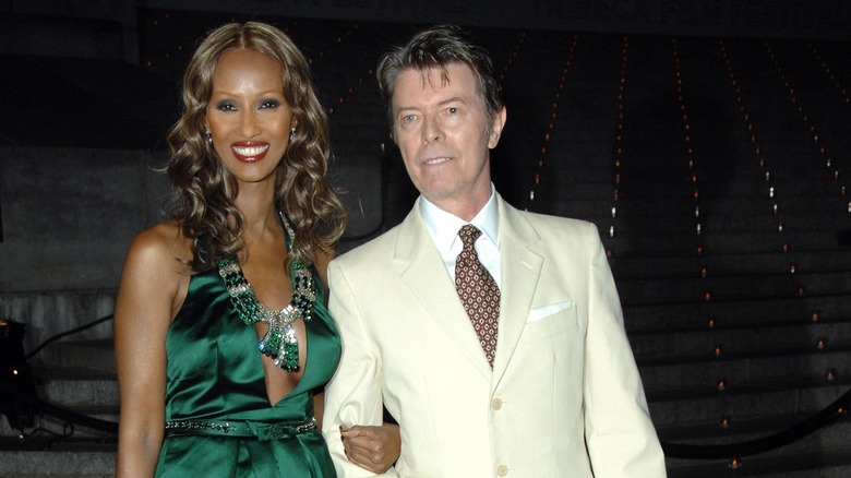 David Bowie and Iman pose