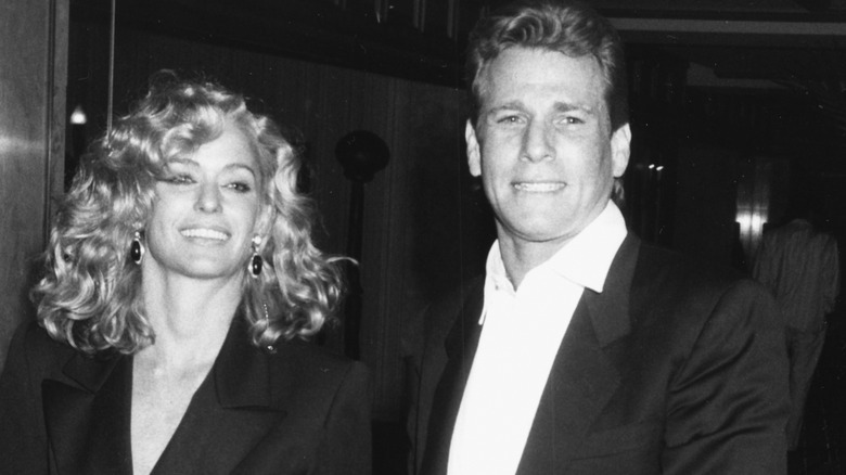 Farrah Fawcett and Ryan O'Neal in the late 1980s