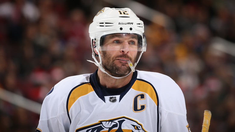 Mike Fisher playing for the Nashville Predators