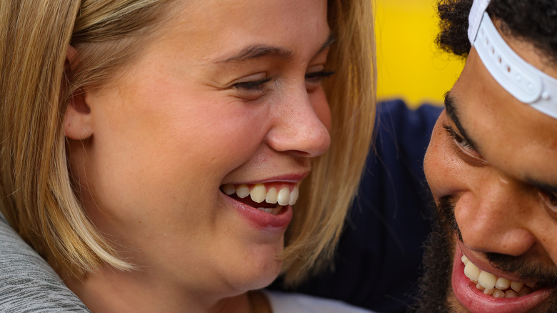 Alina Thyregod and Caleb Williams close-up