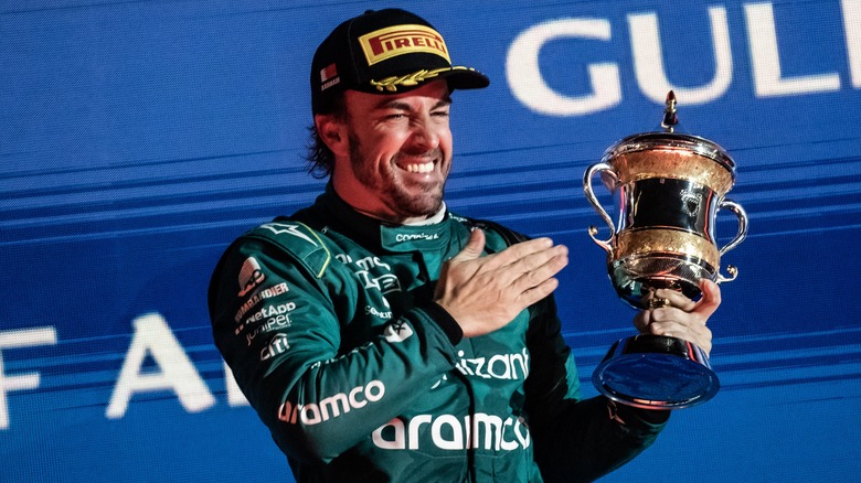 Fernando Alonso with a trophy