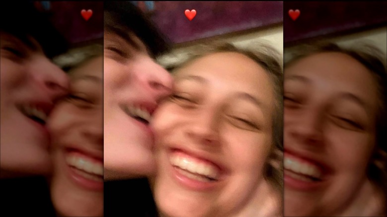 Finn Wolfhard and Elsie Richter goofing around