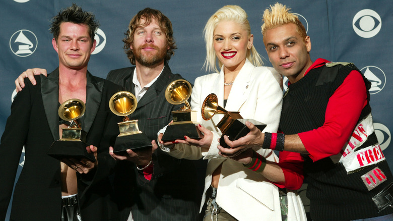 No Doubt holding their Grammy Awards