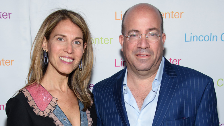 Caryn and Jeff Zucker smile at an event