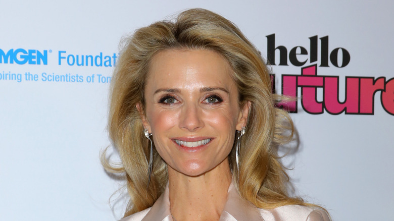 Jennifer Siebel Newsom in silver earrings 