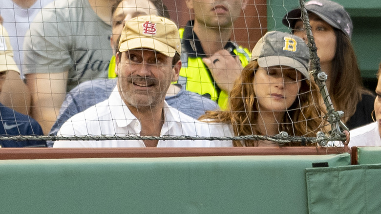 Jon Hamm and Anna Osceola at a Red Sox-Yankees game