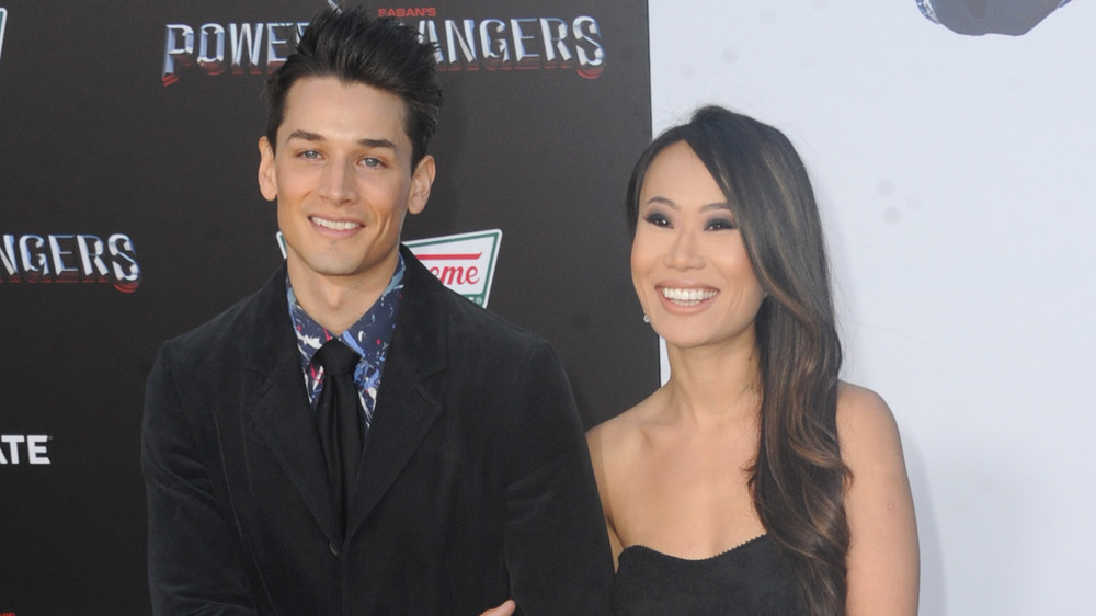 Kelly Mi Li posing with her boyfriend Andrew Gray at an event for Power Rangers Megaforce in 2017