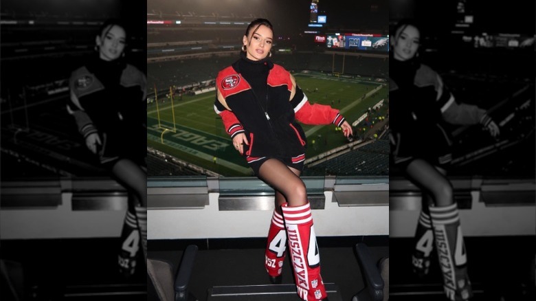 Kristin Juszczyk posing at stadium