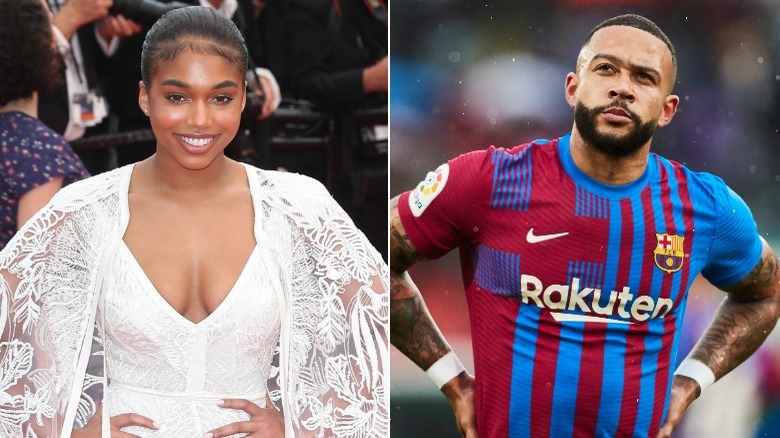 Lori Harvey and Memphis Depay side by side