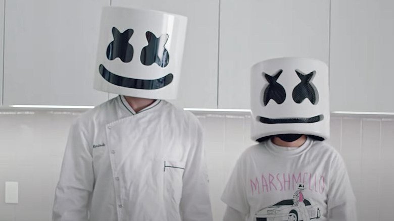 A still from an episode of Cooking with Marshmello
