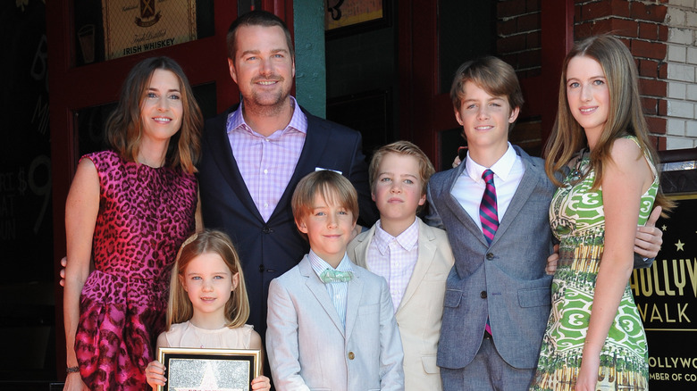 Chris O'Donnell & wife Caroline Fentress O'Donnell with children Maeve, Finley, Charles, Christopher & Lily at his Hollywood Walk of Fame 2015