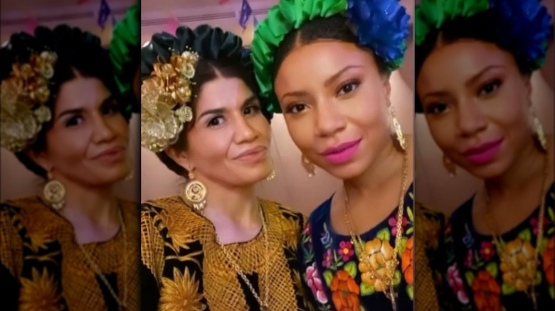 Jessica Aguilar and Shalita Grant with elaborate hair decorations