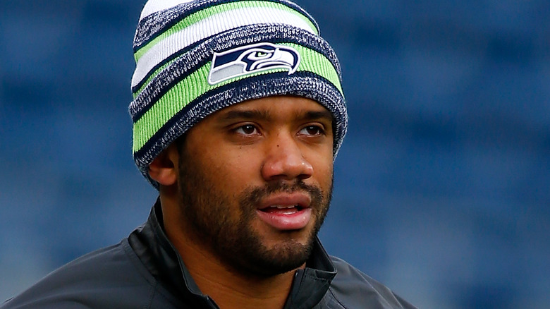 Russell Wilson wearing a beanie