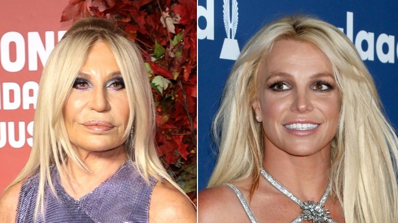 Donatella Versace, left, and Britney Spears, right