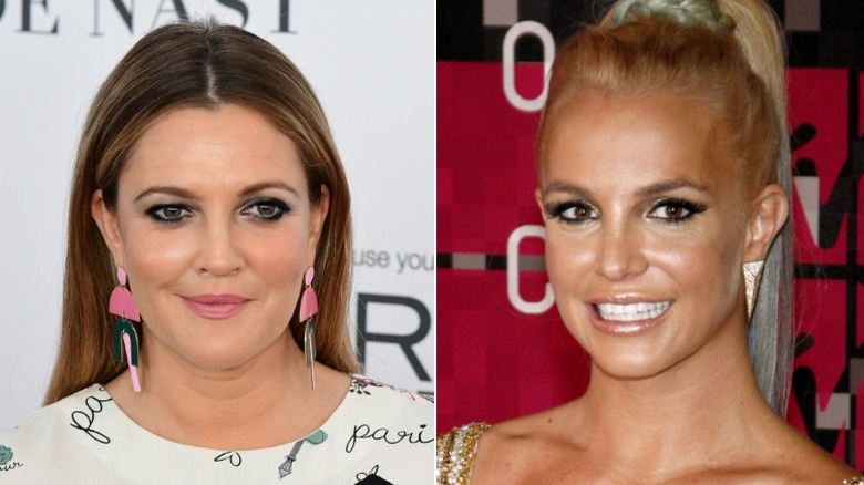 Drew Barrymore, left, and Britney Spears, right