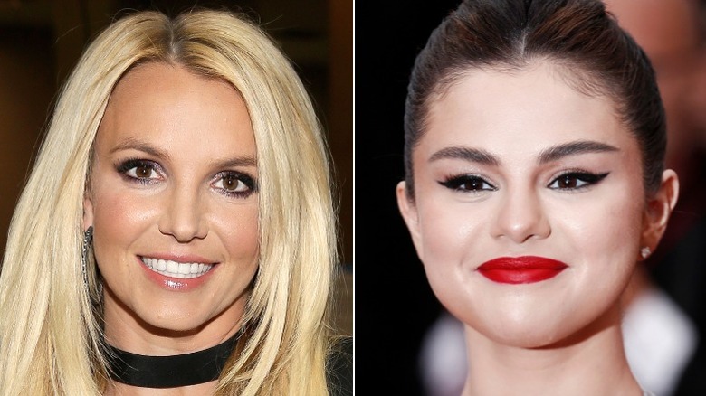 Britney Spears, left, and Selena Gomez, right