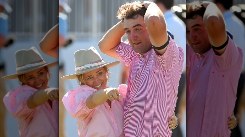 Scottie Scheffler and Meredith Scudder celebrate his Match Play win