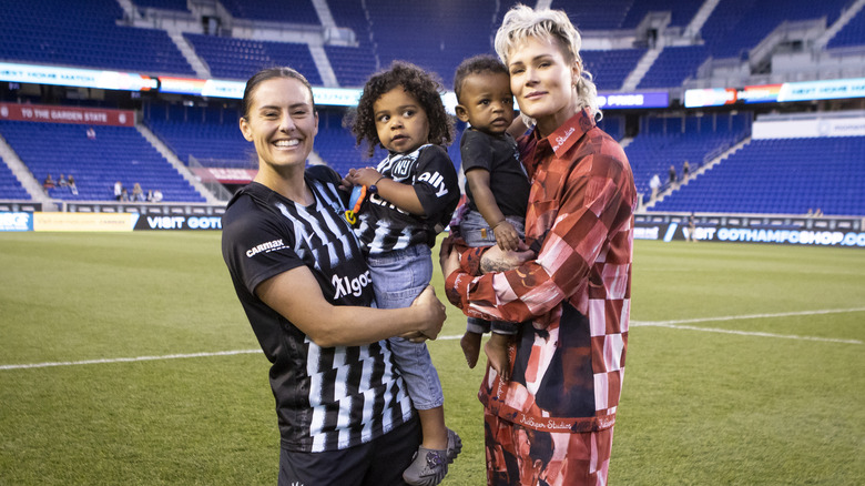 Ashlyn Harris and Ali Krieger with kids