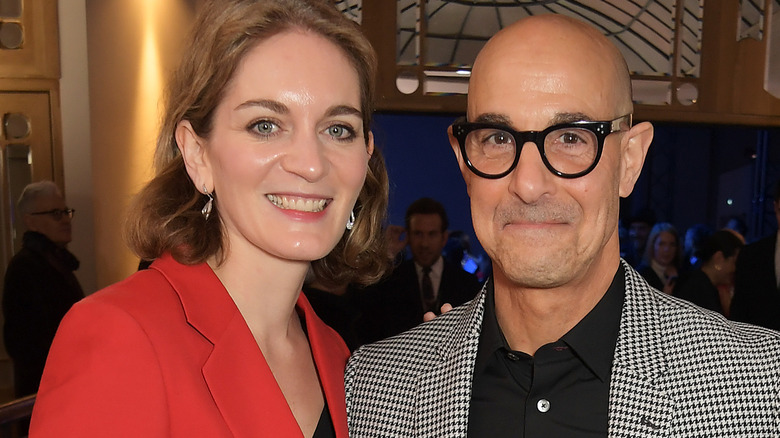 Felicity Blunt and Stanley Tucci smiling