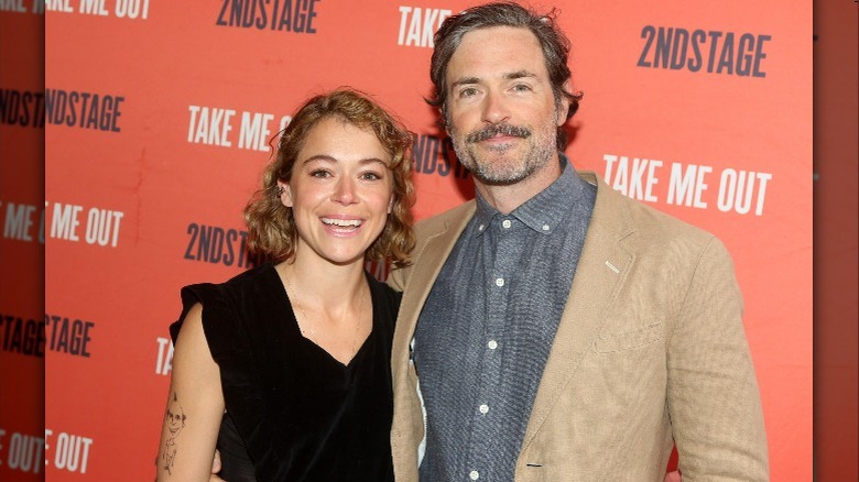 Tatiana Maslany, Brendan Hines posing