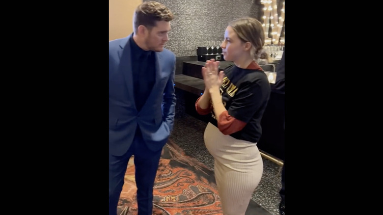 Michael Bublé and Bobbi Althoff talking 