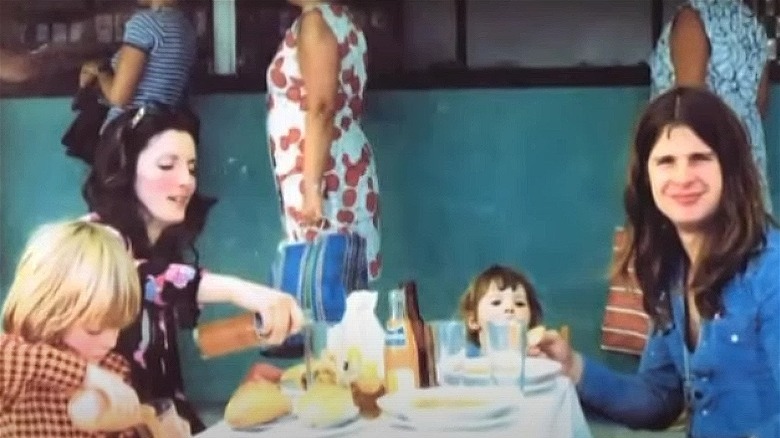 Ozzy Osbourne with Thelma Riley and their kids