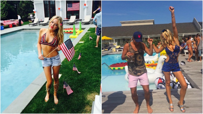 Split image of Tiffany Trump at pool parties