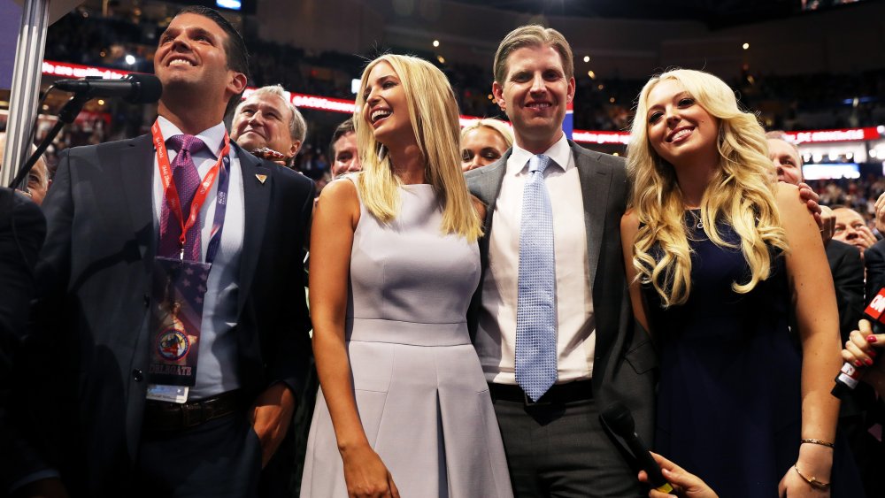 Donald Trump Jr., Ivanka Trump, Eric Trump, and Tiffany Trump at a campaign event