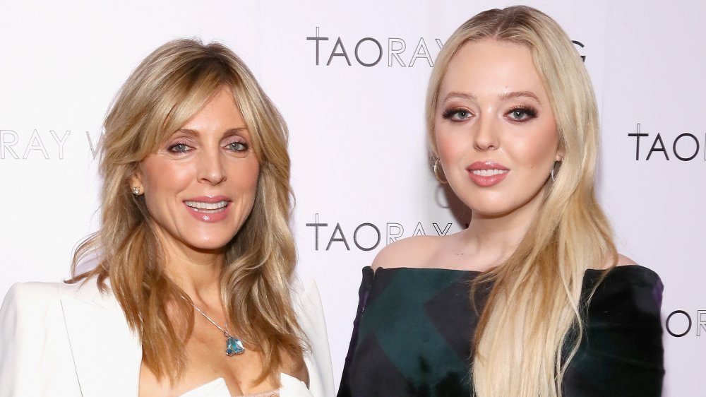 Marla Maples and Tiffany Trump posing at a New York Fashion Week event in 2019