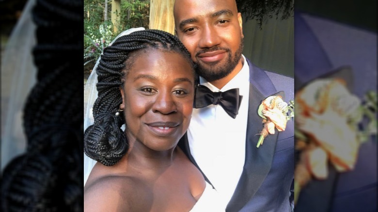 Uzo Aduba and Robert Sweeting on their wedding day